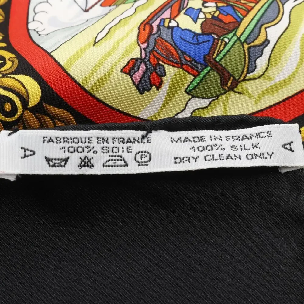 HERMES Black Silk Scarf